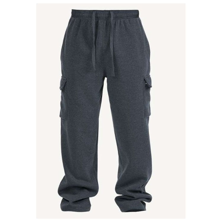Men's Open Leg Fleece Cargo Sweatpants - Size S-XL Light Gray 3