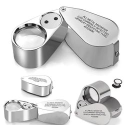 Metal 40X Jewelry Magnifier Folding With LED Light
