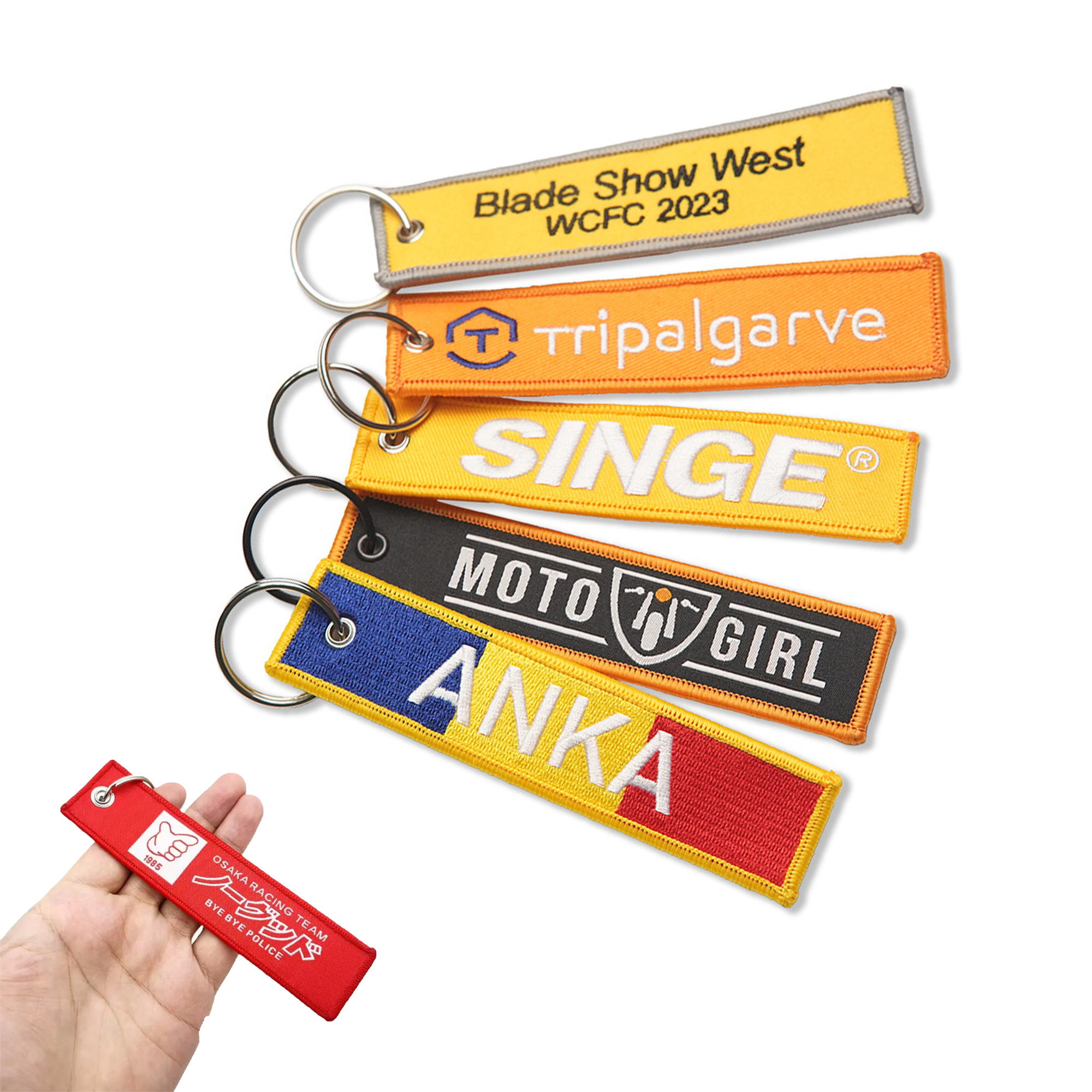 High Density Double Sided Embroidery Keychain MOQ 100PCS 3