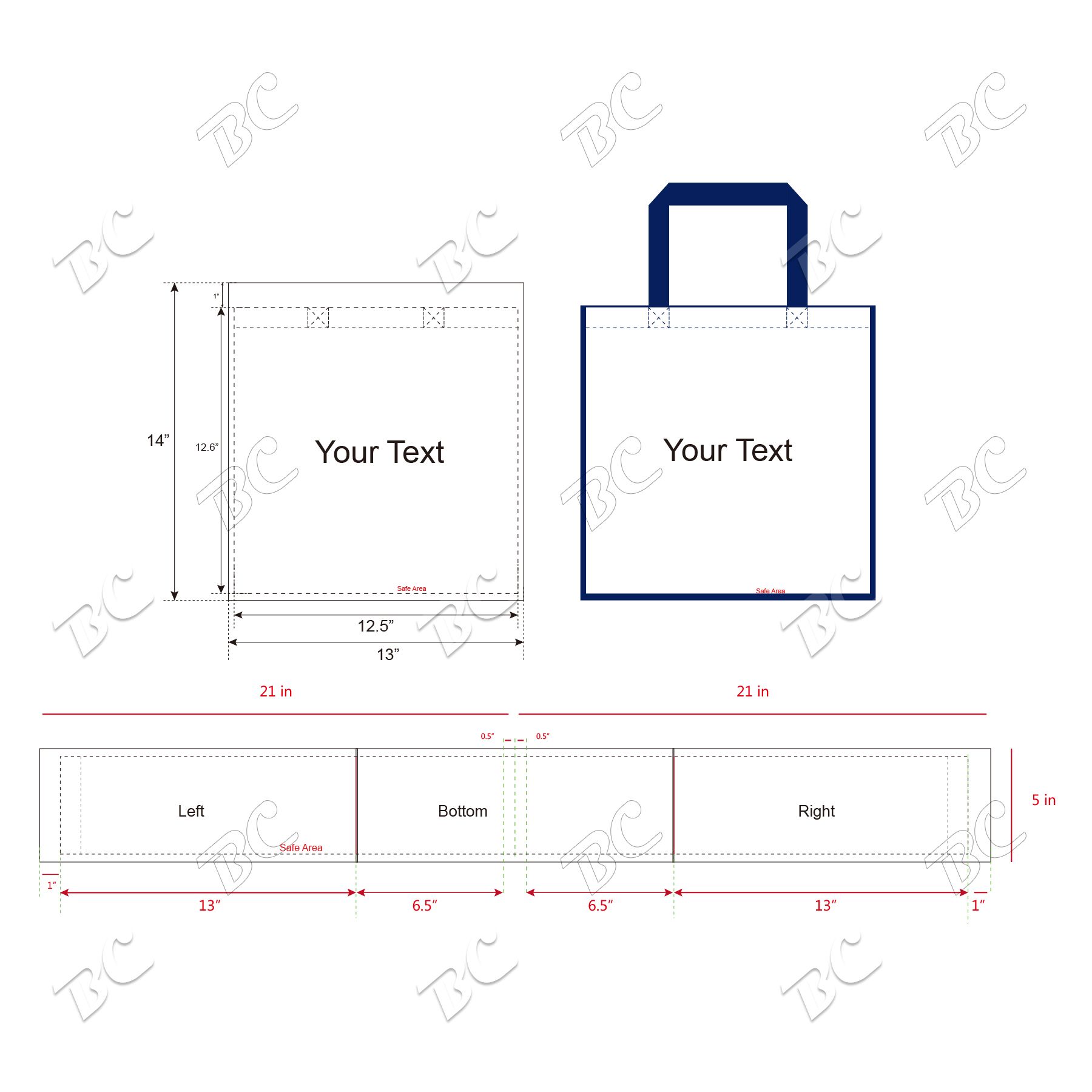 Free shipping Color Trim Dye Sub TOTE BAGS 27