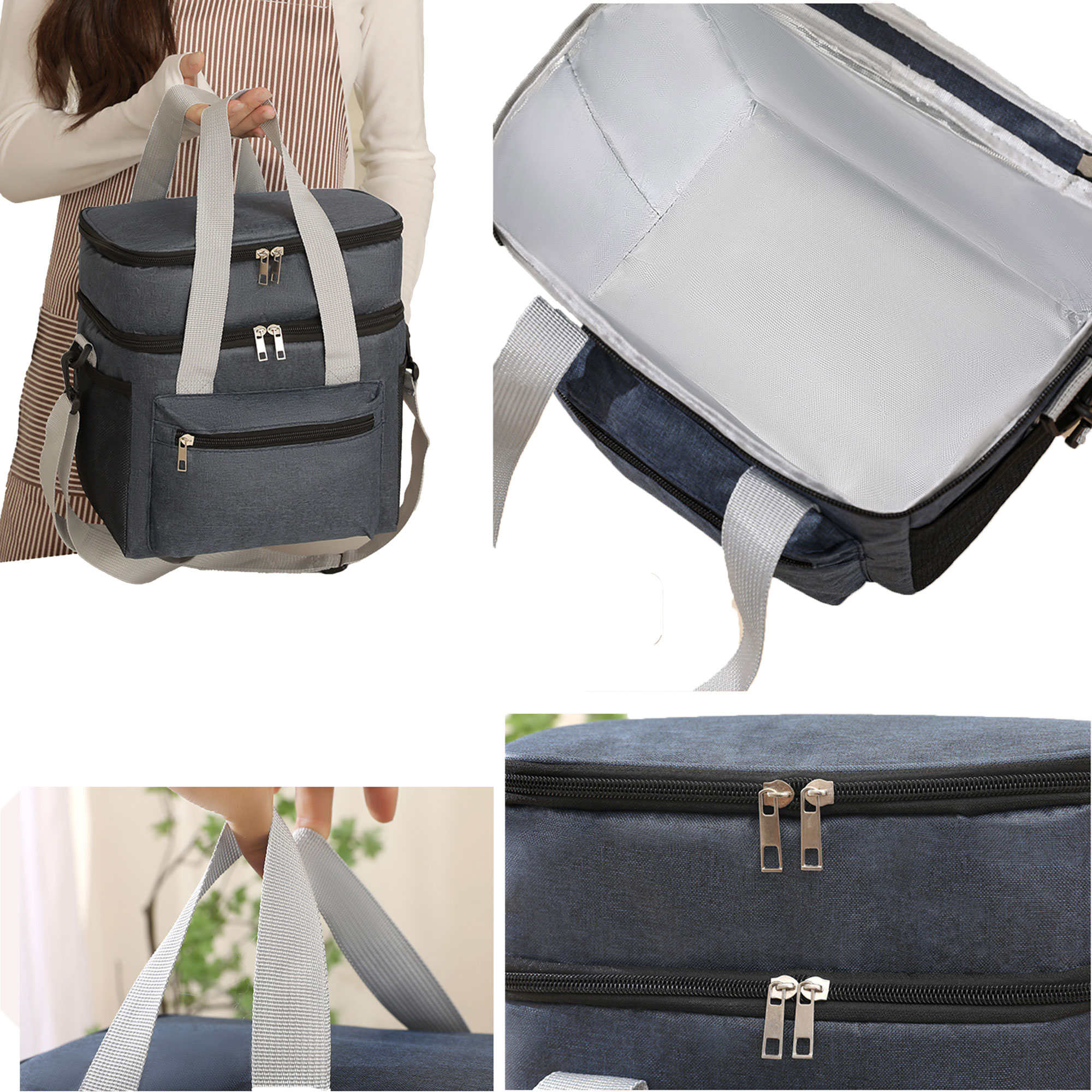 Insulated Double-Compartment Picnic Satchel 4