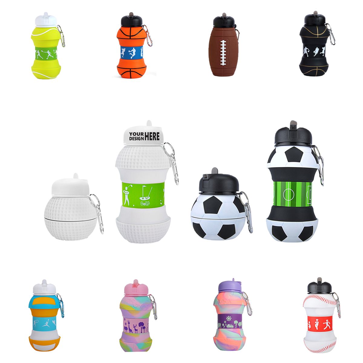 MOQ20 Silicone Outdoor Folding Eye-Catching Sports Kettle