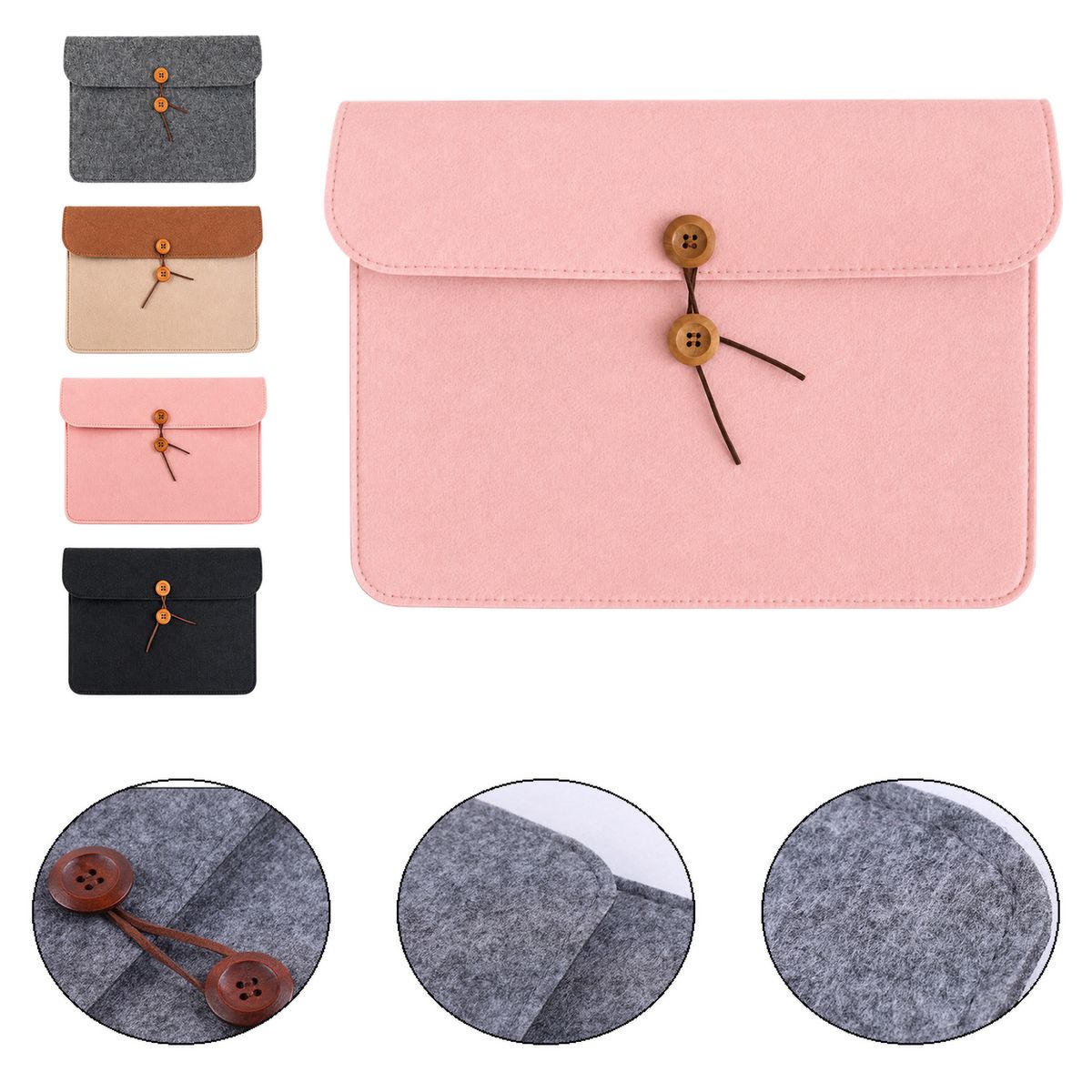 Felt A4 Button Document Bag