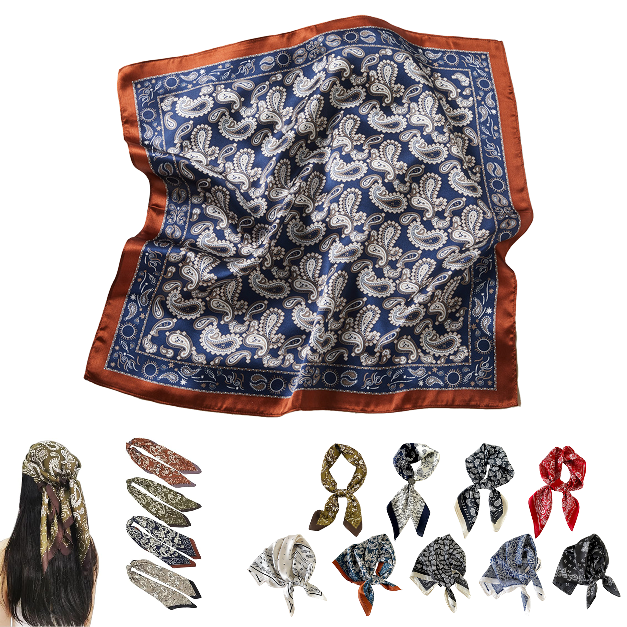 MOQ 50 Square Satin Head Scarf 4