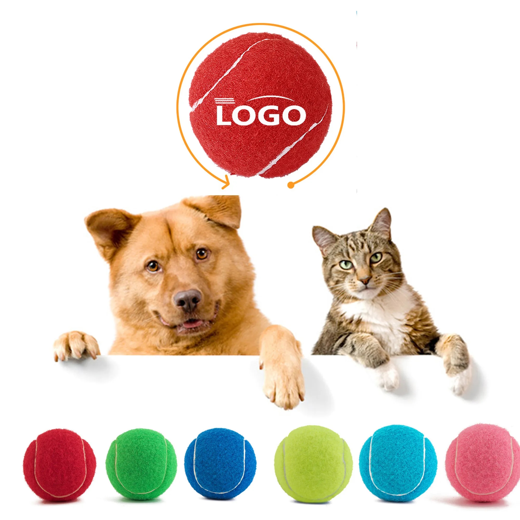Custom Rubber Pet Tennis Balls Interactive Dog Toy 6
