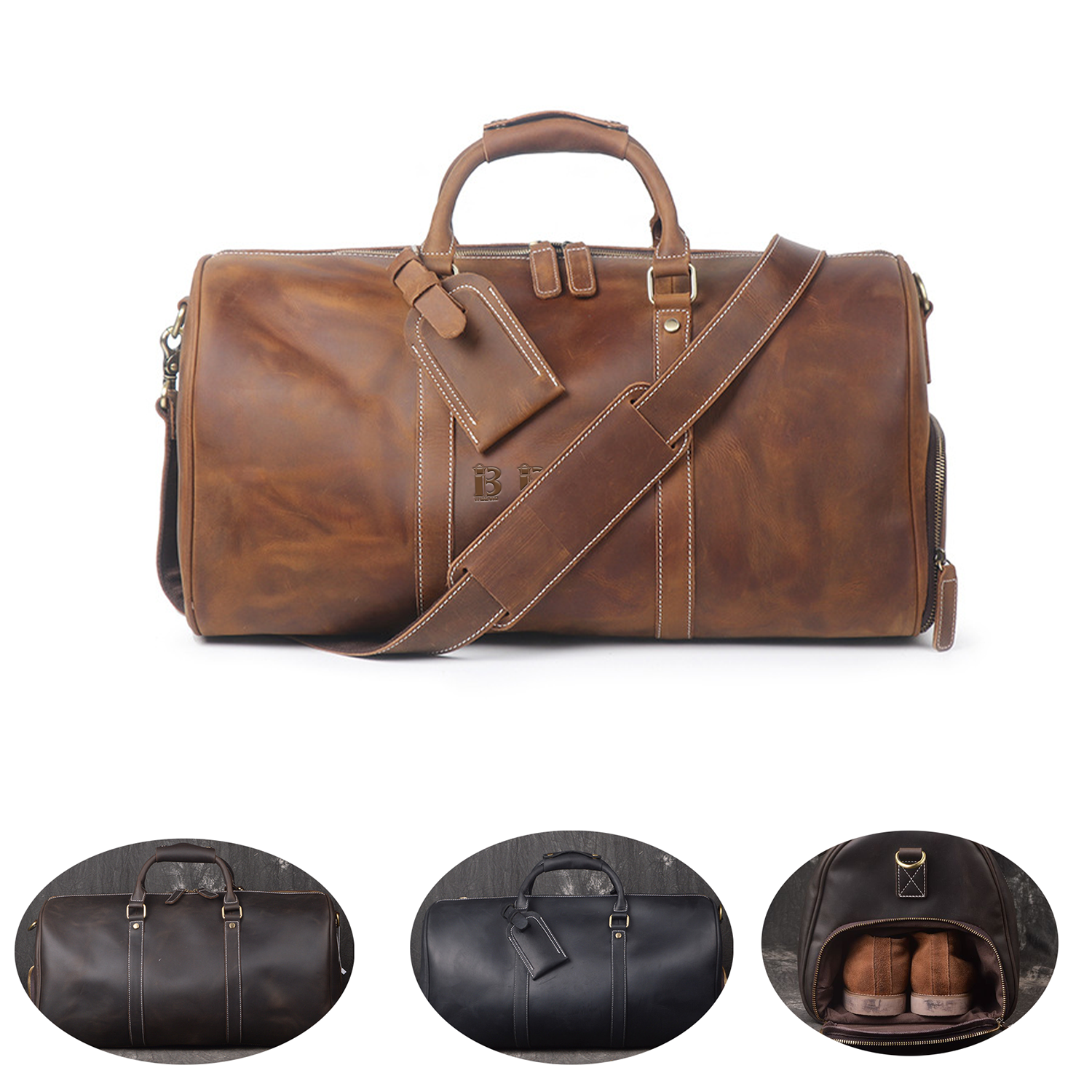 Genuine Leather Large Travel Duffle Bag