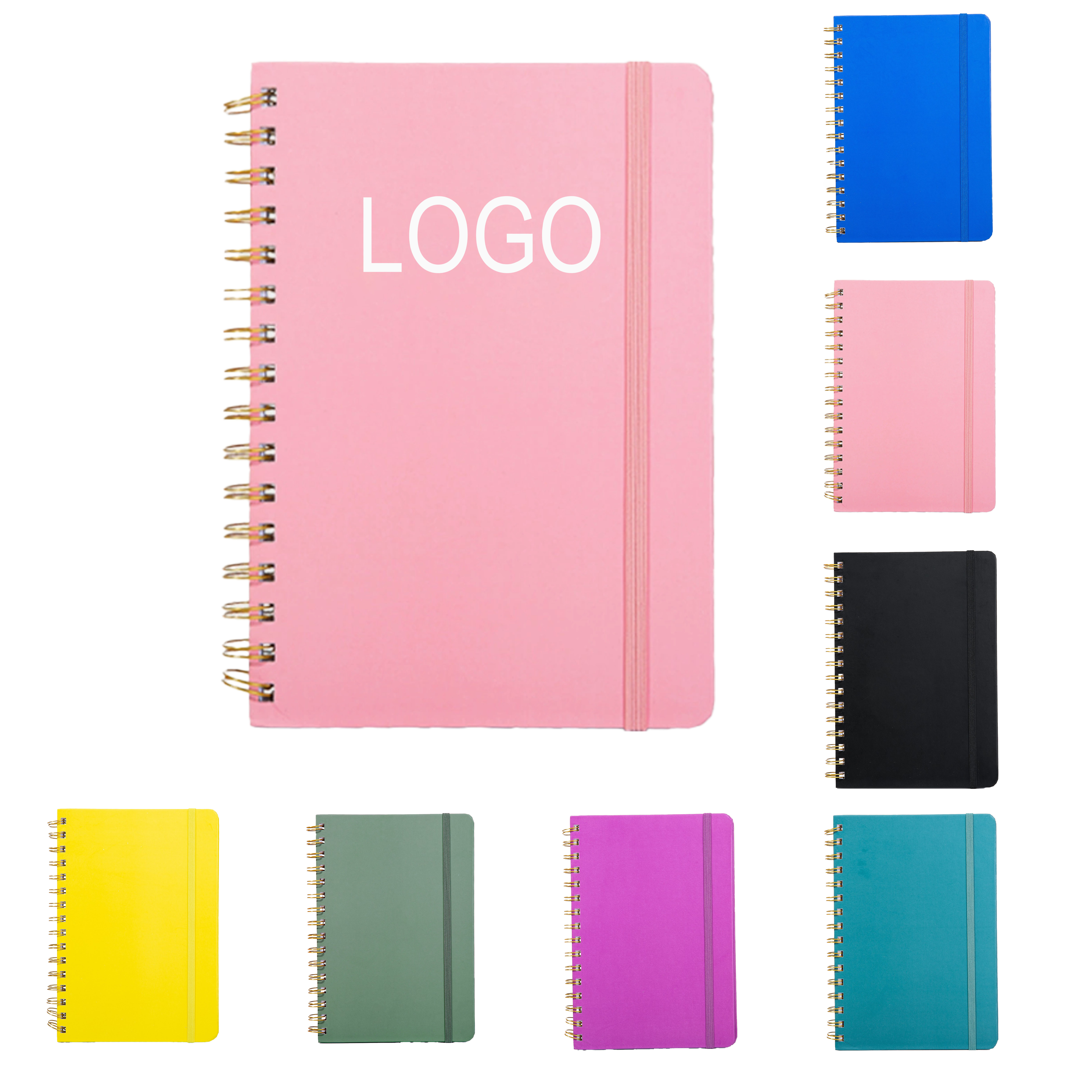 Custom Logo A5 Spiral Notebook W/ Elastic Band Closure