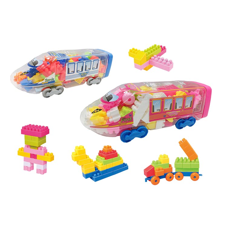 Building Block Vehicle Play Sets - Train Assorted Colors 15.5" 3