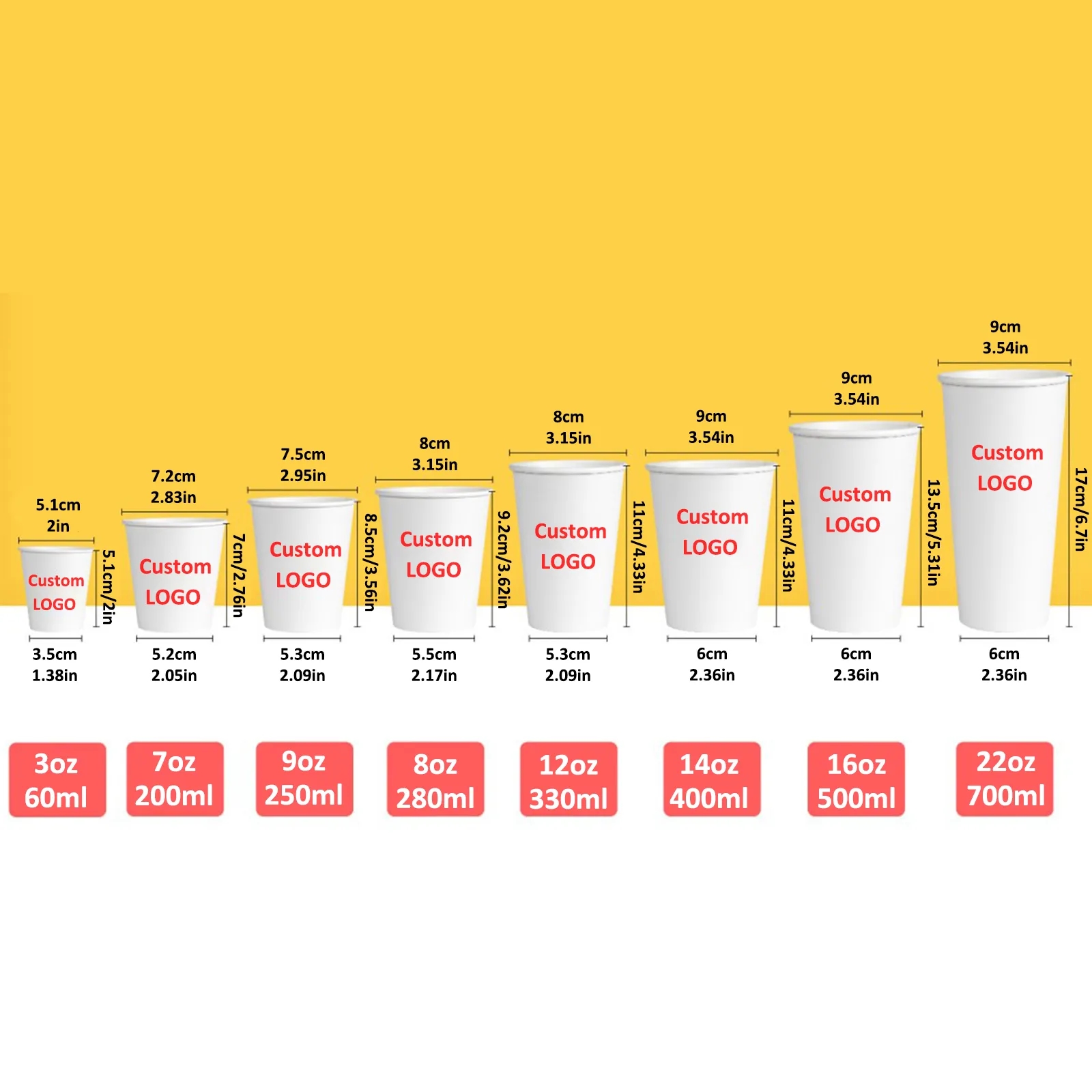 Leak Proof Disposable Paper Cup 3 oz 8 oz 12 oz 16 oz 22 oz 28