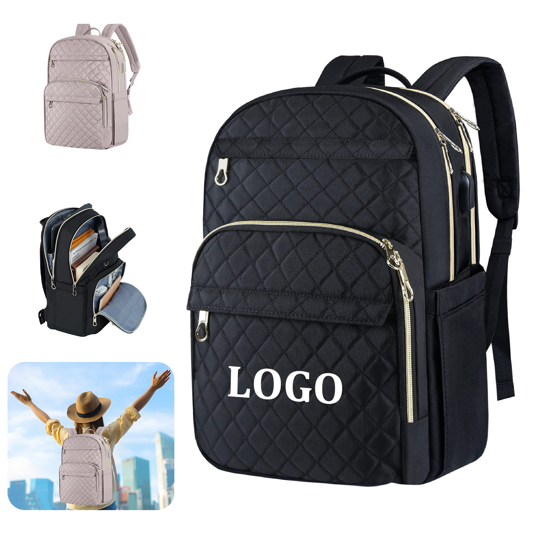 15.6 Inch Stylish Daypack with USB Charging Port 2