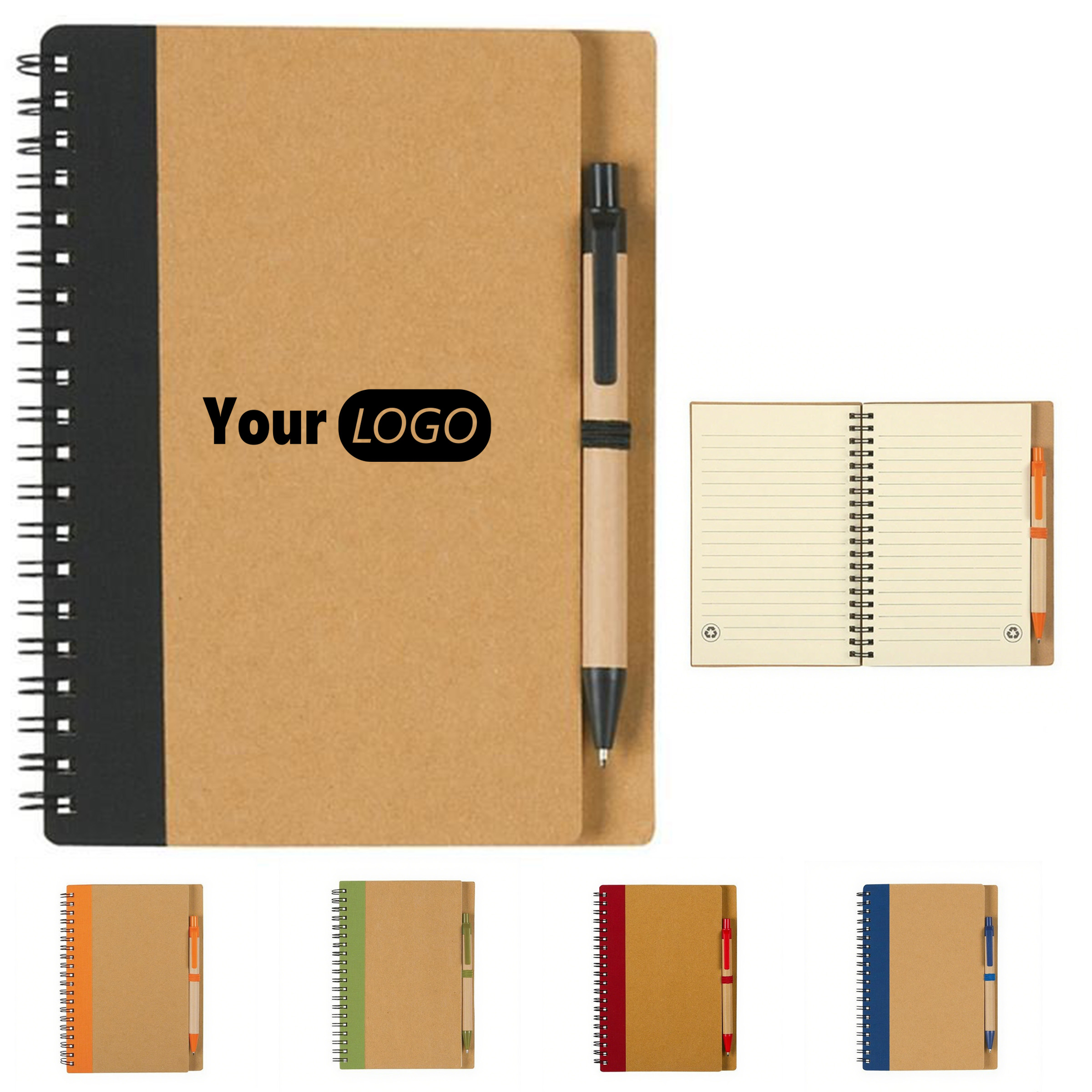 Recycled Kraft Spiral Notebook With Pen 8