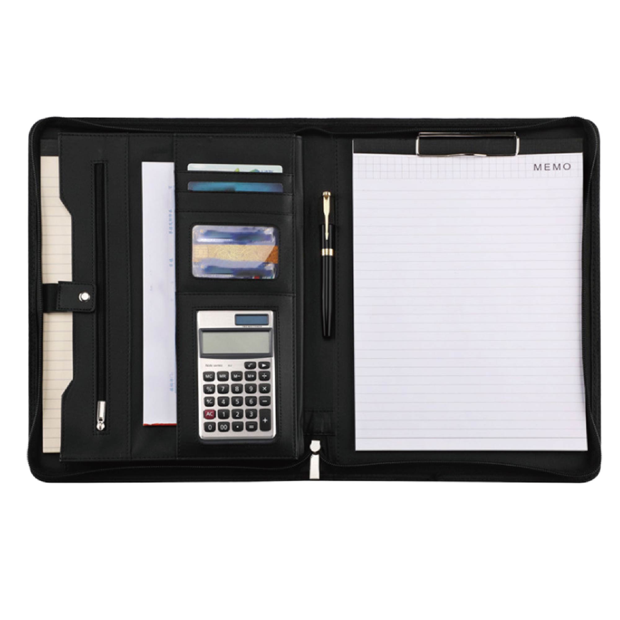 PU Leather Padfolio w/Zipper Closure, 9