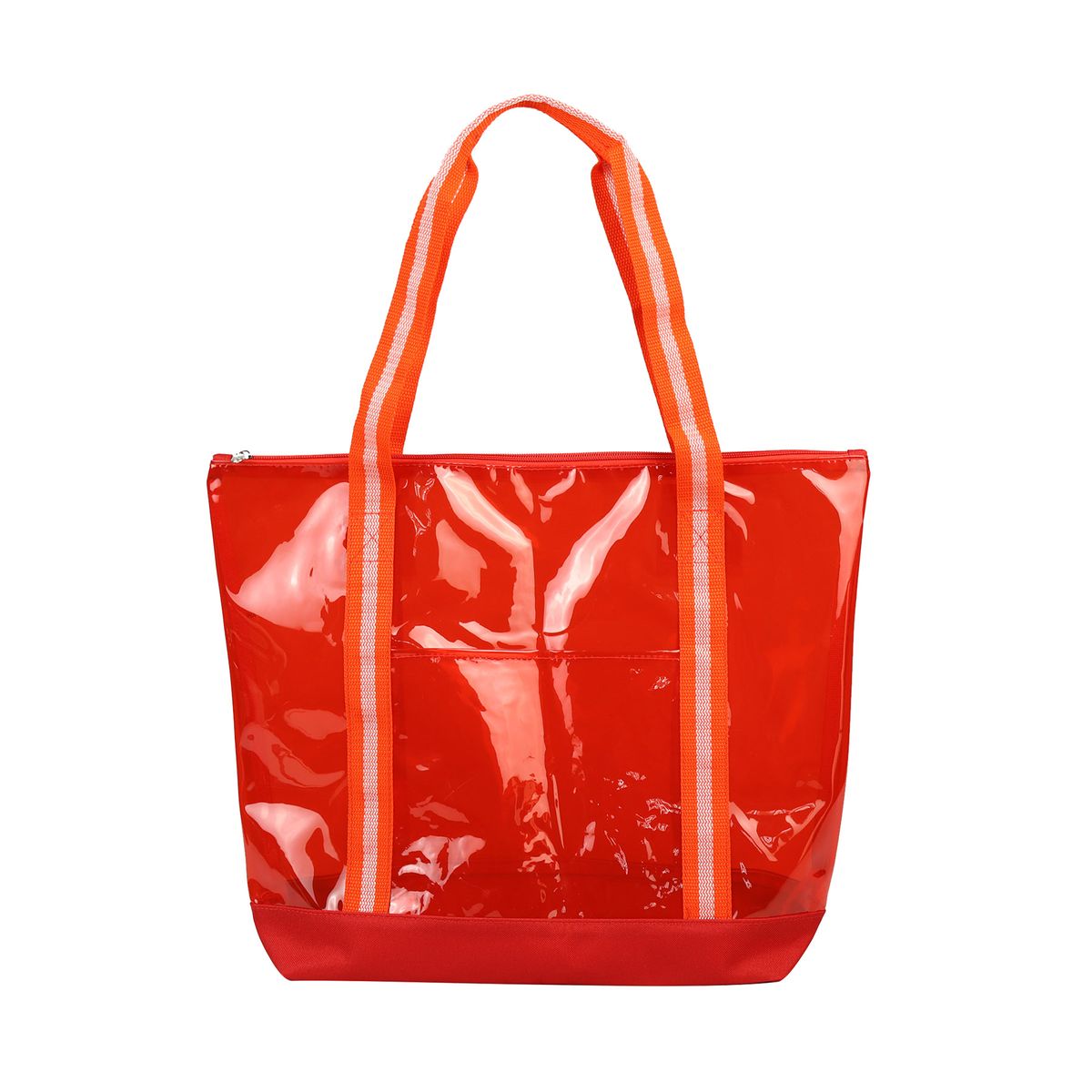 Clear Zipper Striped Tote bag - F021BCT | brainchildusa