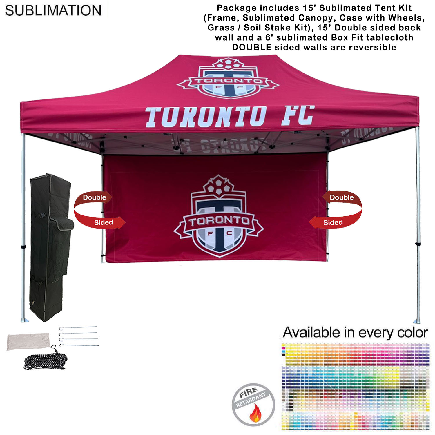 Tent Backwall Package 2, 15' Sublimated Tent Kit and 15' Full DOUBLE sided backwall 11