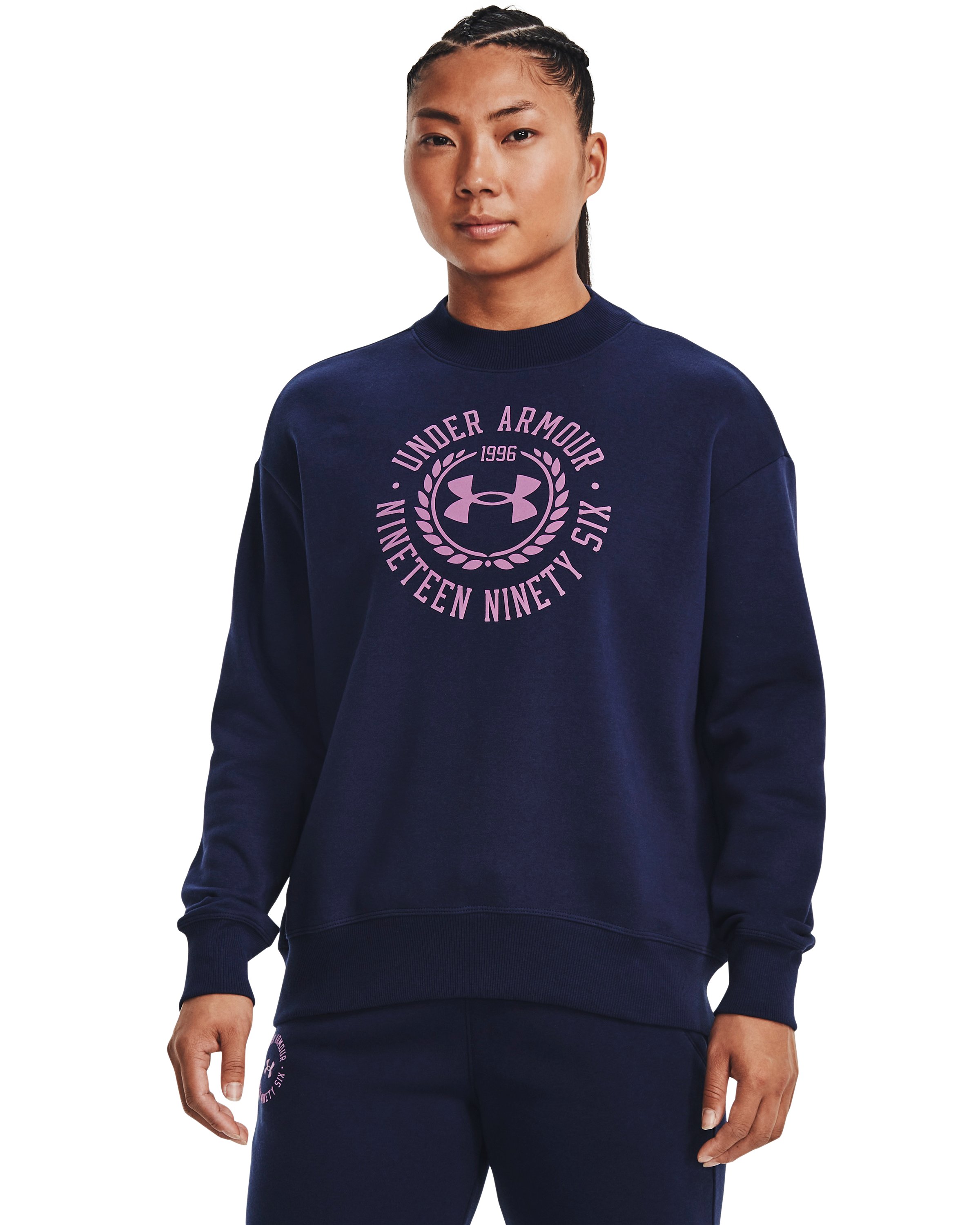 UA Rival Fleece Crest Graphic Women's Crew 9