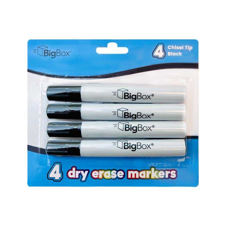 BigBox Dry Erase Markers - 4 Pack Black Chisel Tip 2