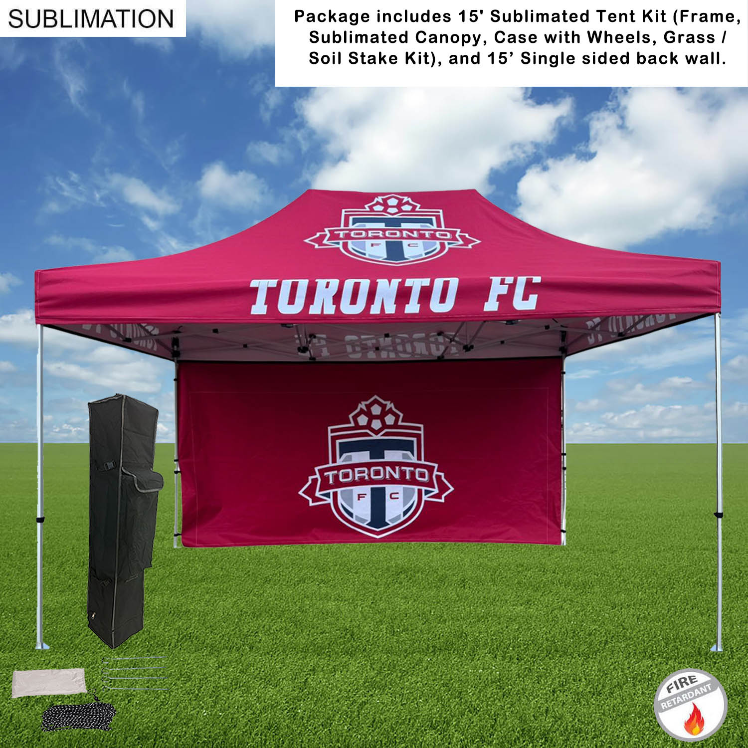 Tent Backwall Package, 15' Sublimated Tent Kit and 15' Full single sided backwall 24