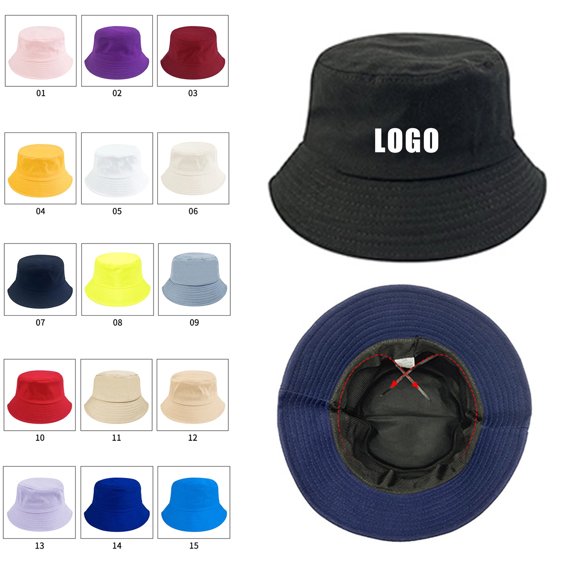 Foldable Cotton Bucket Hats MOQ 50PCS