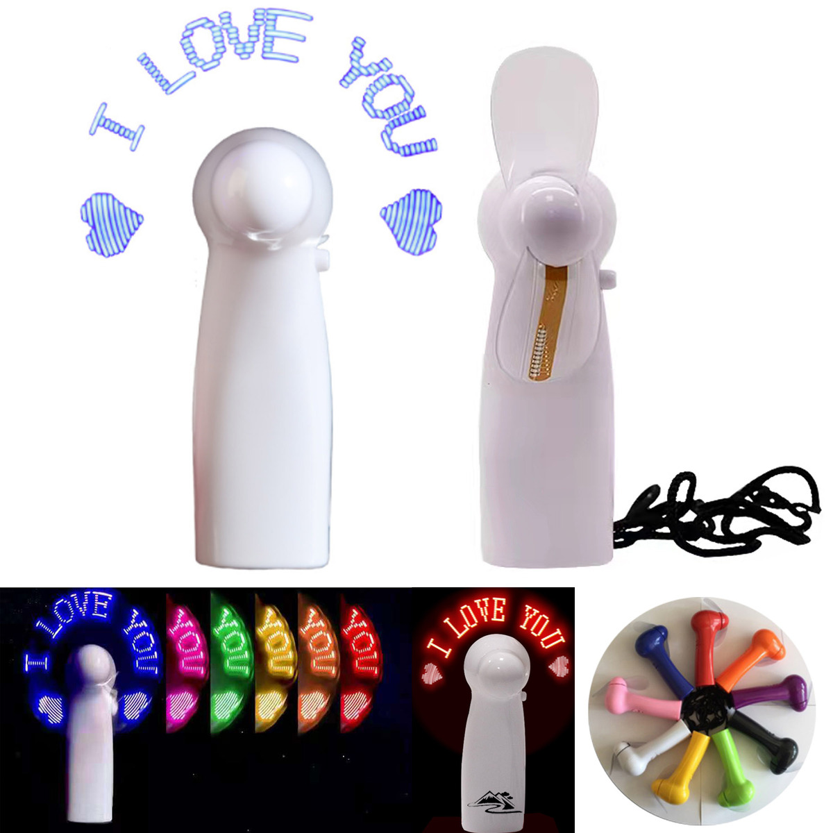 Handheld LED Light Up Fan With Font