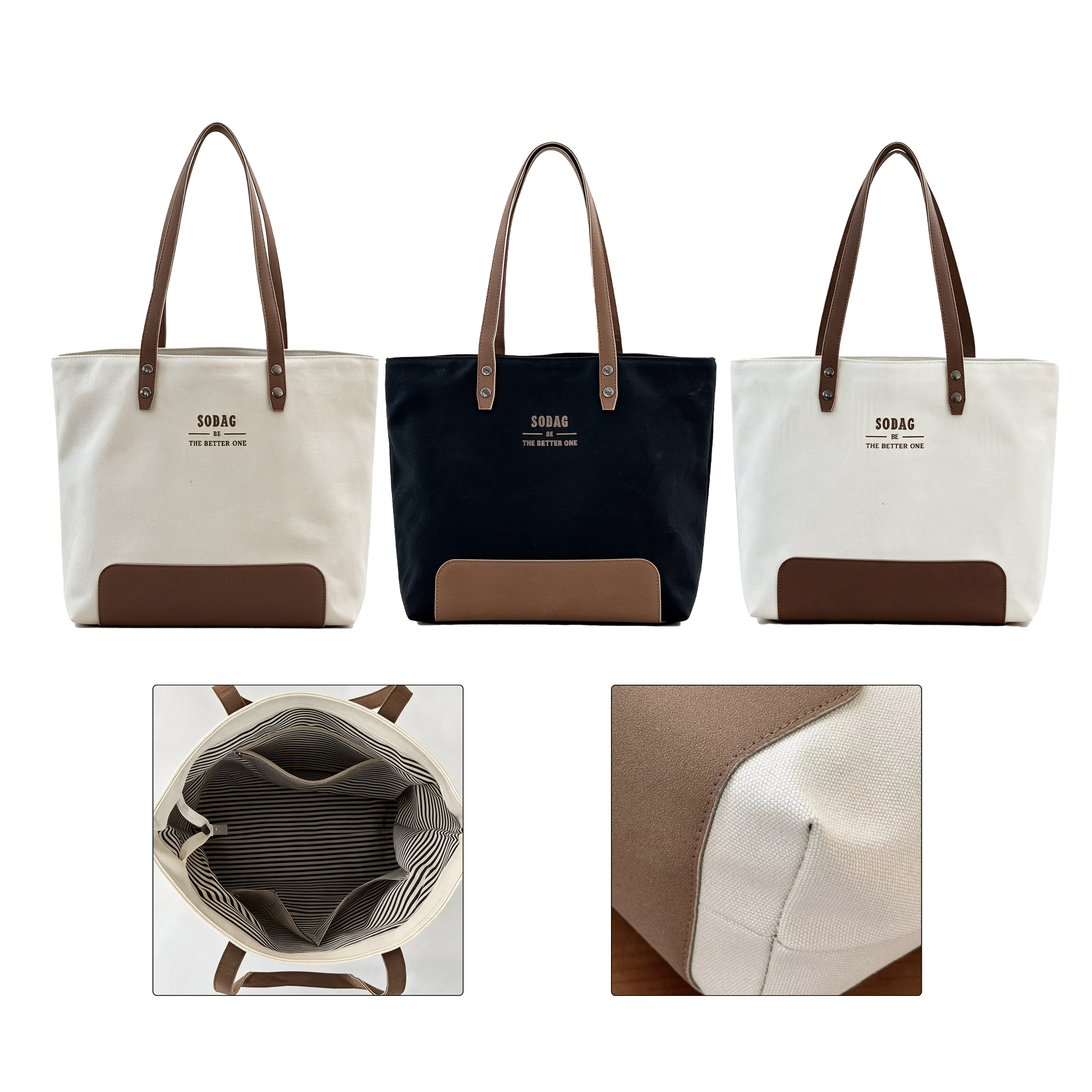 Canvas Minimalist Casual Tote Bag, custom tote bag with logo imprint 2