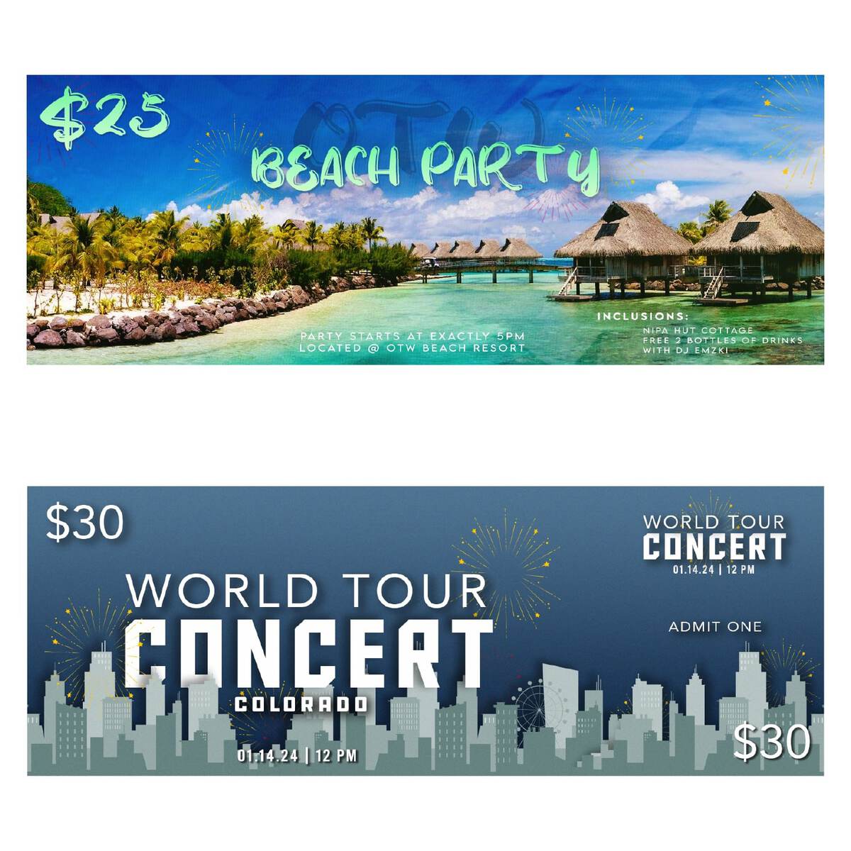 Sequential Numbering Event Ticket