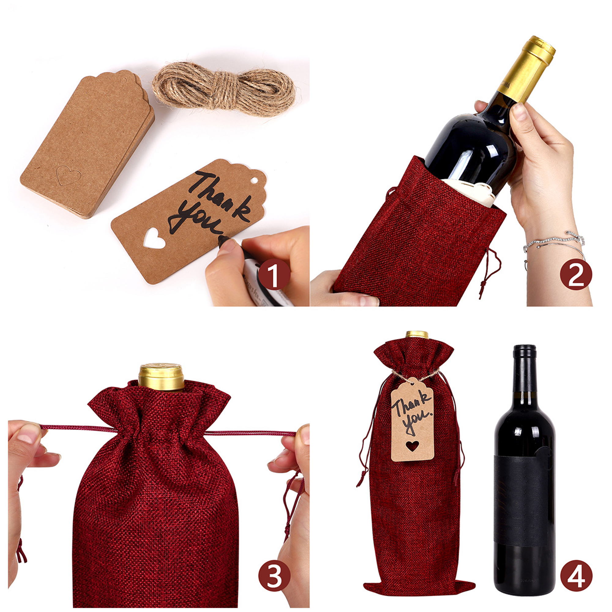 MOQ30 Fine Linen Wine Gift Bag 10
