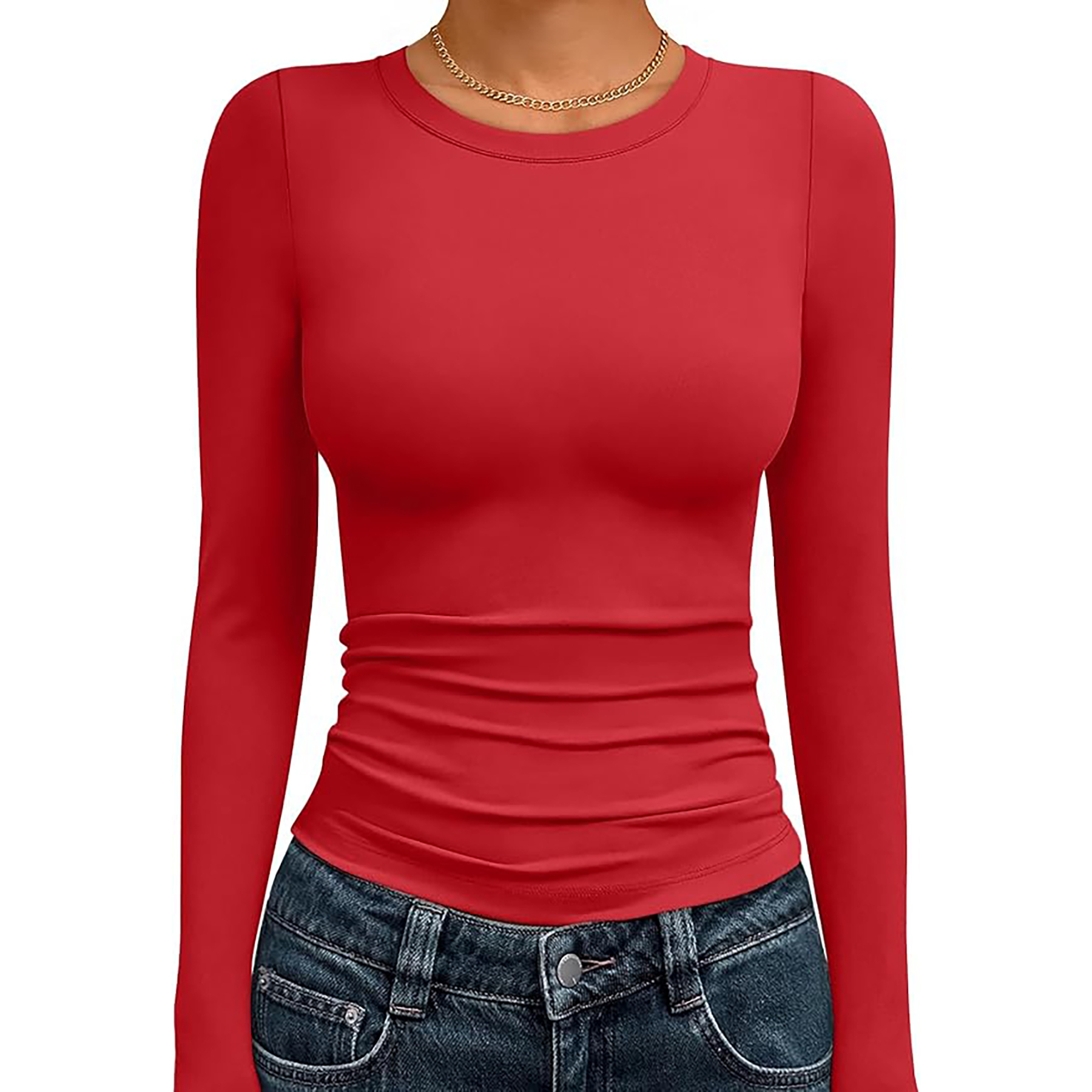 Women's Basic Round Neck Crop Top 86