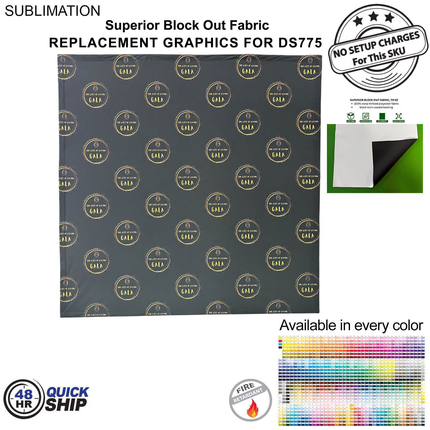 48Hr Quick Ship - Replacement Graphics for 7.5' Straight Wall with Velcro on the back 4