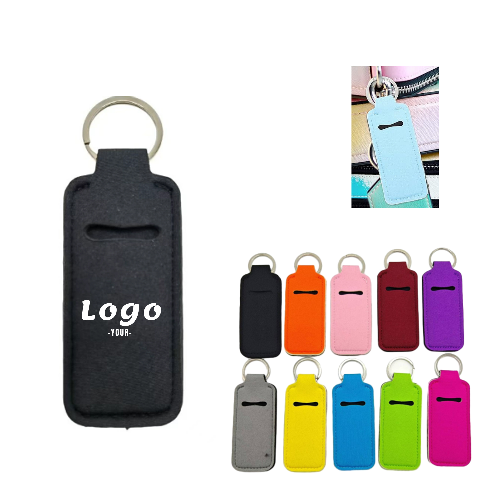 Custom Full Color Portable Outdoor Lipstick Caser With Keychain 3
