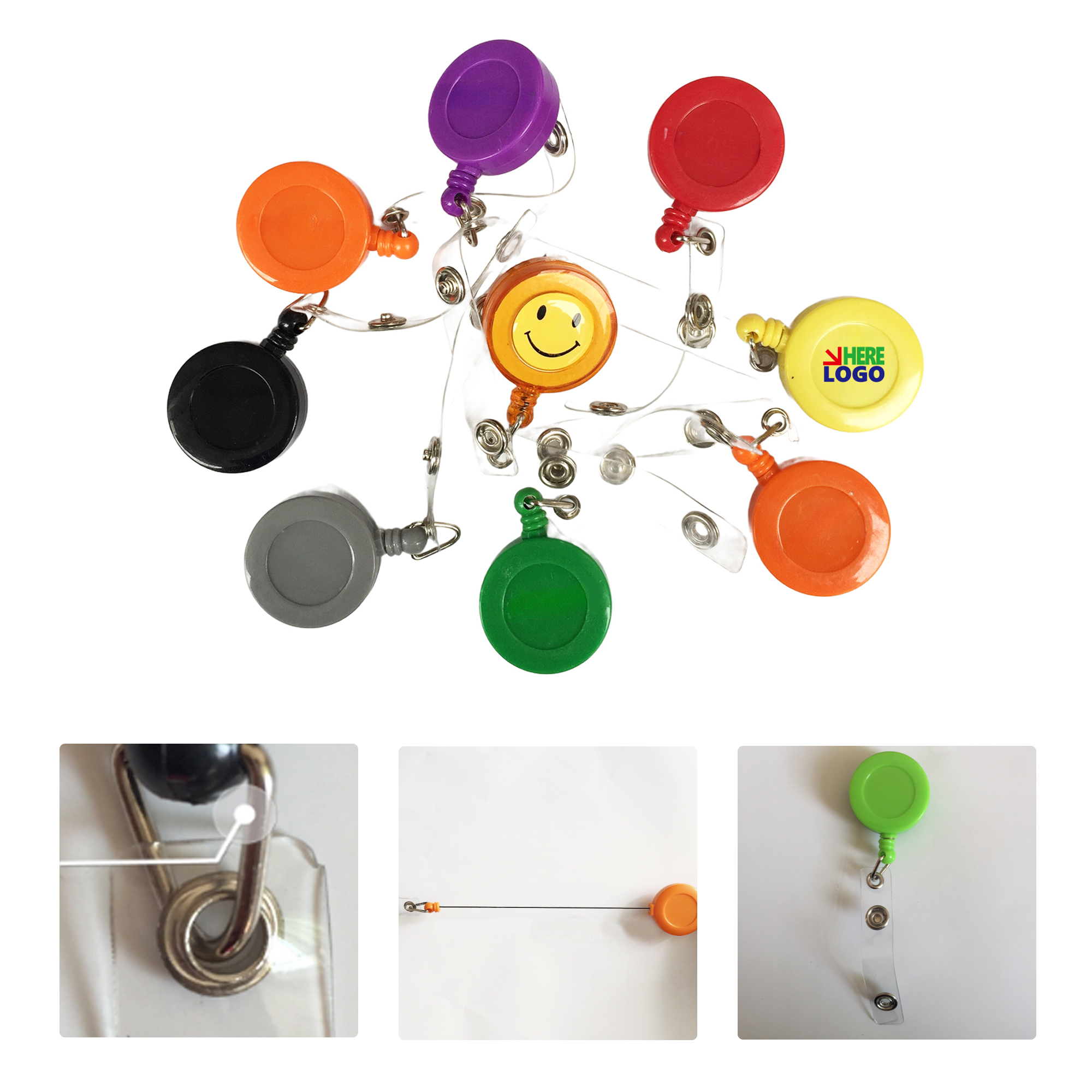 MOQ50 Round Retractable Badge Reel for ID Card Holders
