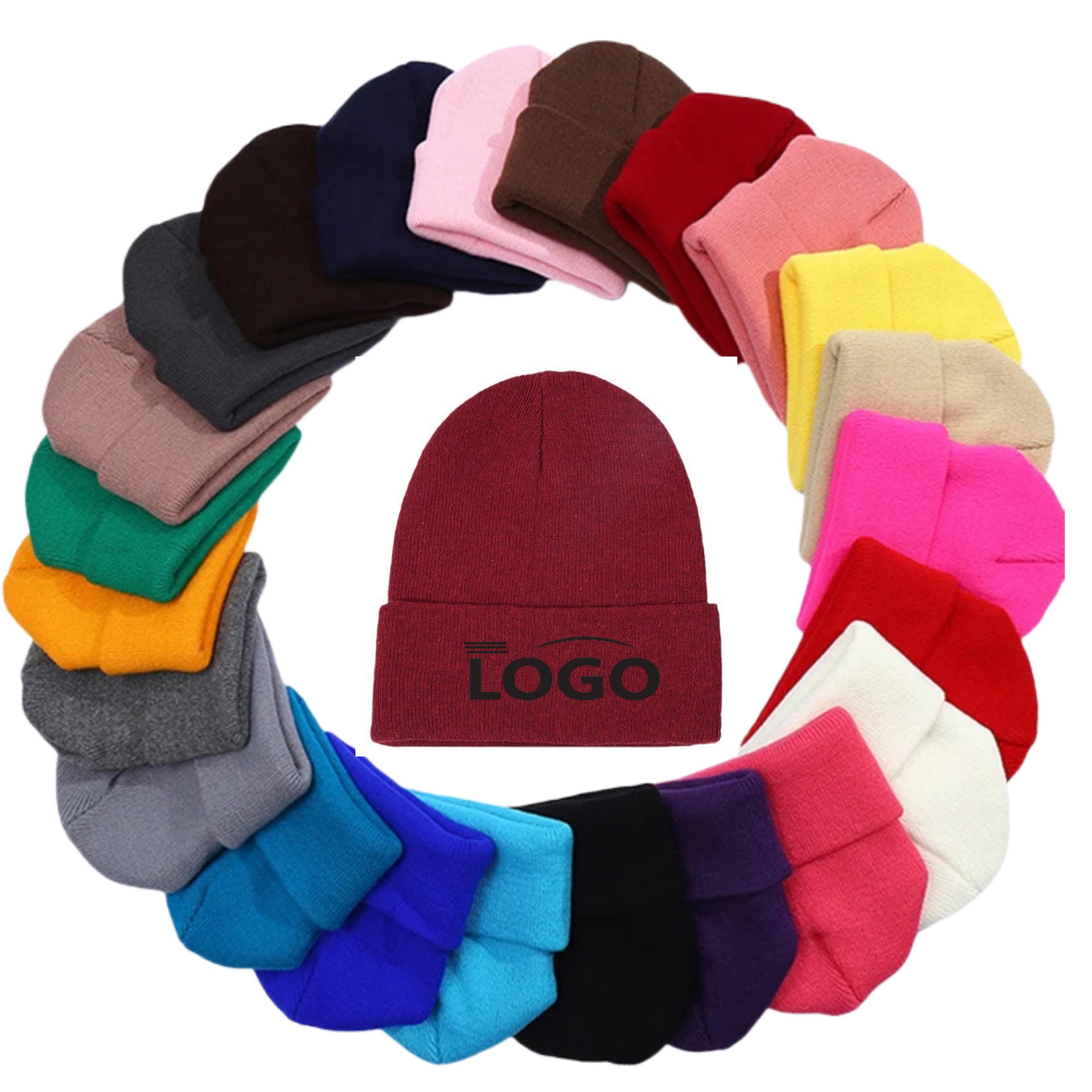 Custom Knit Beanie Hat Unisex Solid 3
