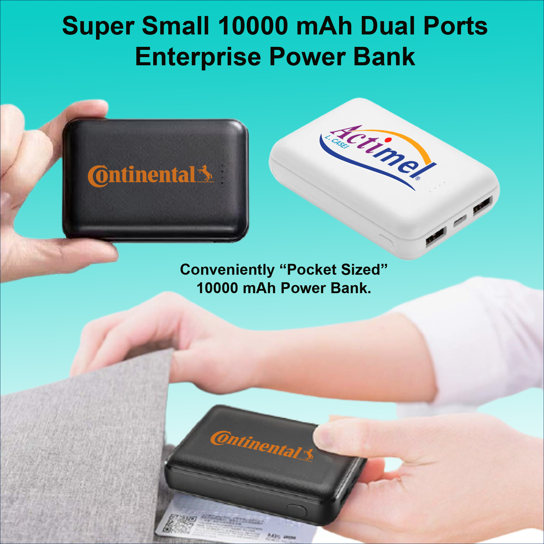 Pocket Sized 10000 mAh Enterprise Power Bank - Dual Ports