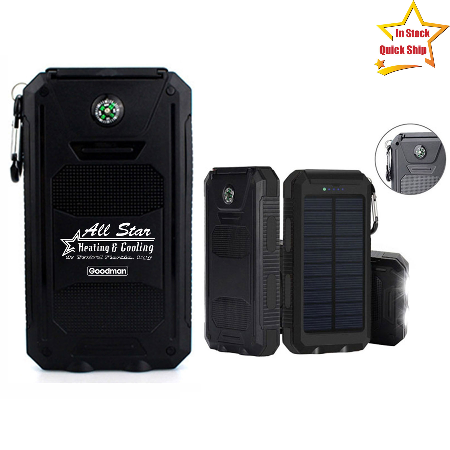 High Capacity Water Resistant Shatterproof Solar Power Bank with Compass 8