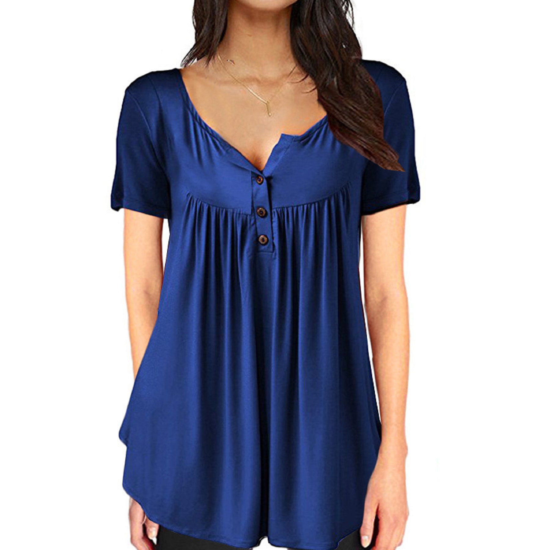 Women's Long Sleeve Henley Shirt Casual Button Up Tunic Tops 26
