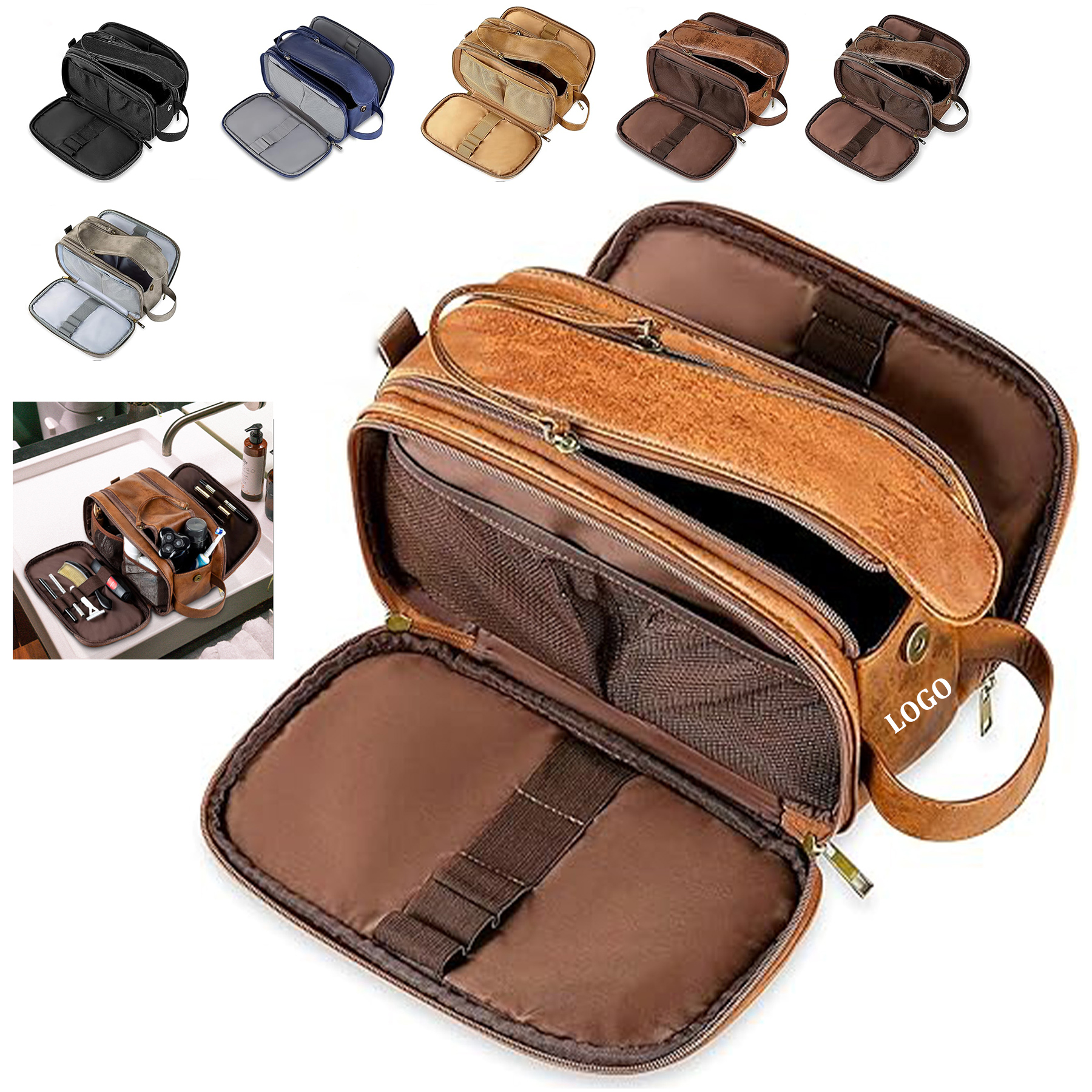 Men's Leather Storage Toiletry Bag 20
