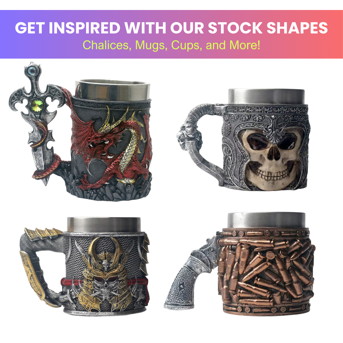 EpicMug Customizable Resin Molded Exterior Mug - Stainless Steel 550ML 34