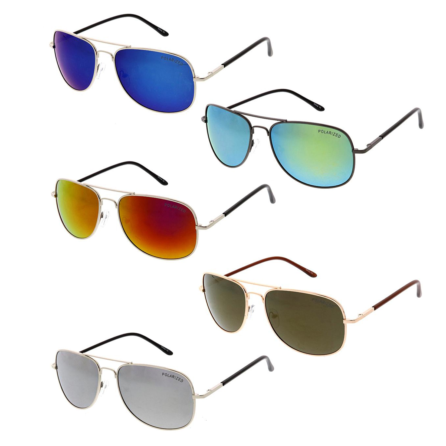 Traveler II Unisex Metal Sunglasses w/Color Mirror Lens