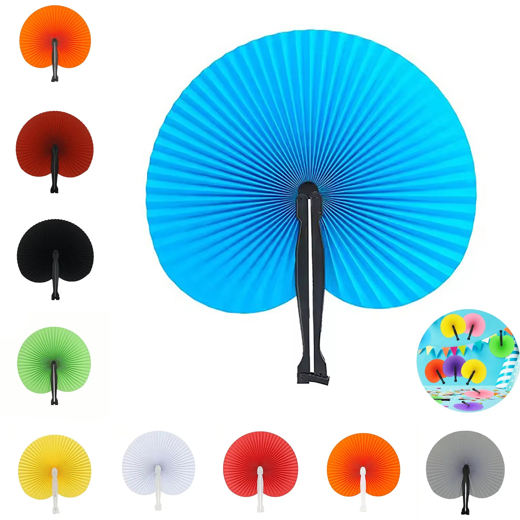 Paper Hand Fans Round Colorful 26