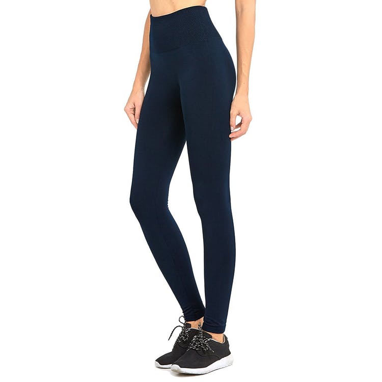 Women's High Waisted Leggings - Navy Fleece One Size 3