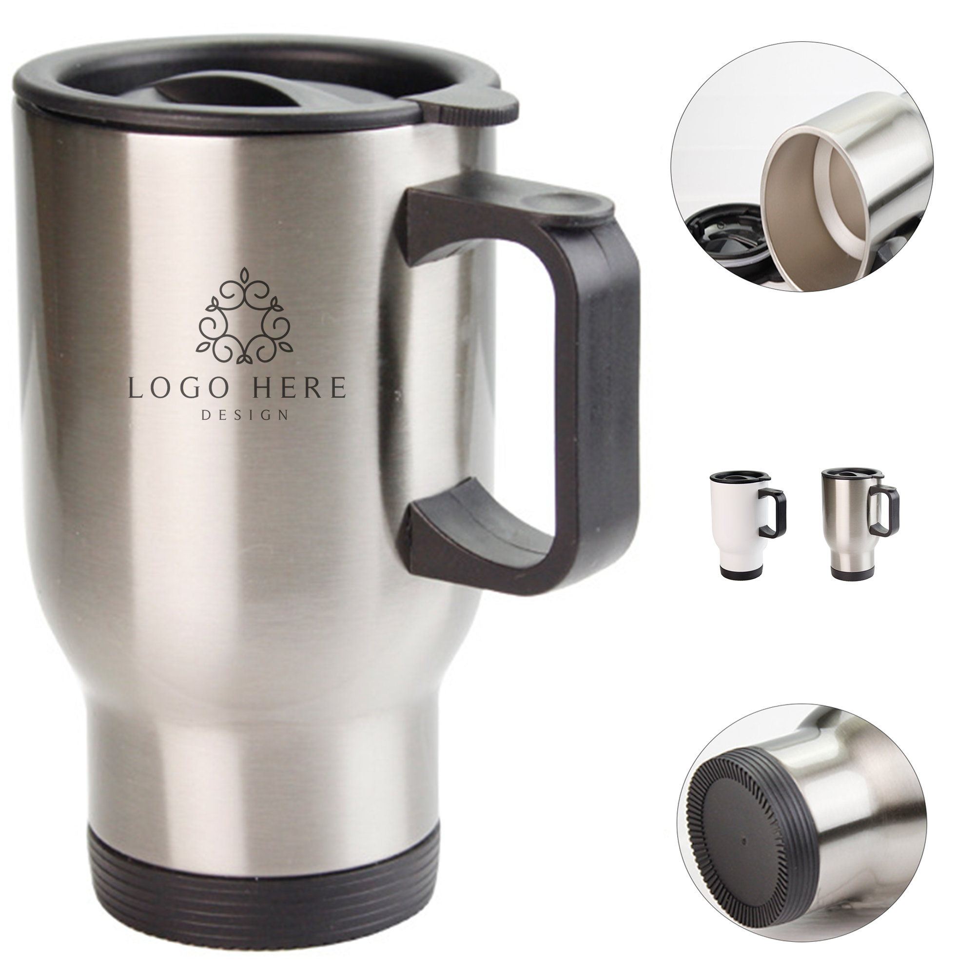 Handled Stainless Steel Travel Mug 2