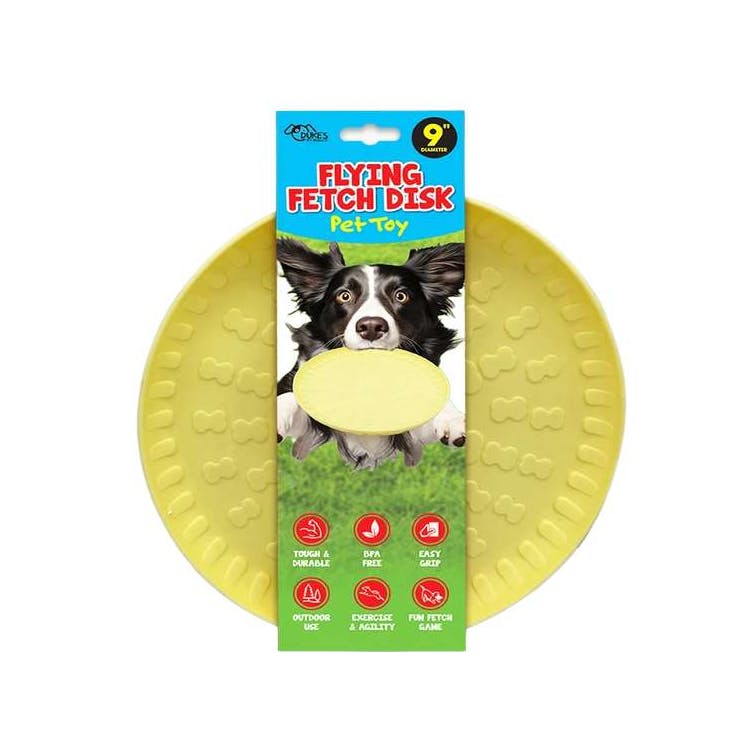 Flying Fetch Disk Pet Toys Yellow 9" 3
