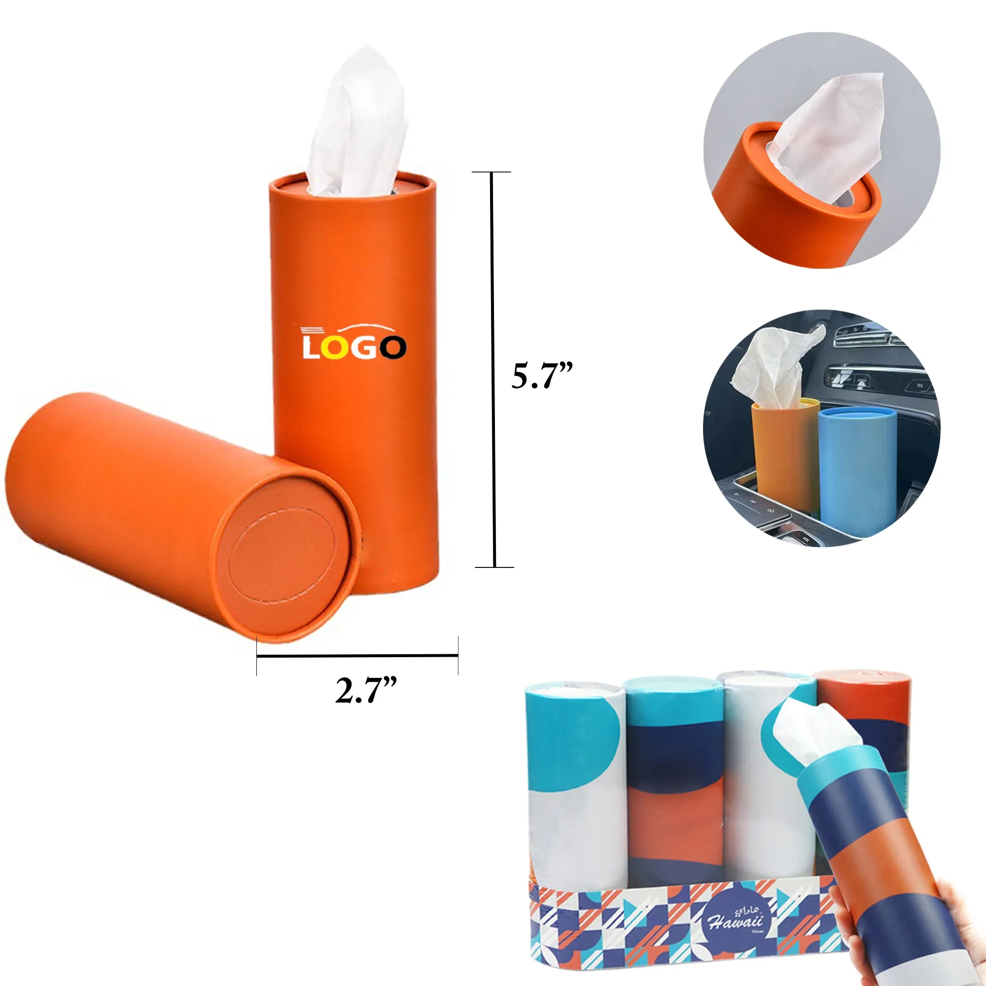 MOQ100 Car Tissue Dispenser Round Paper Holder