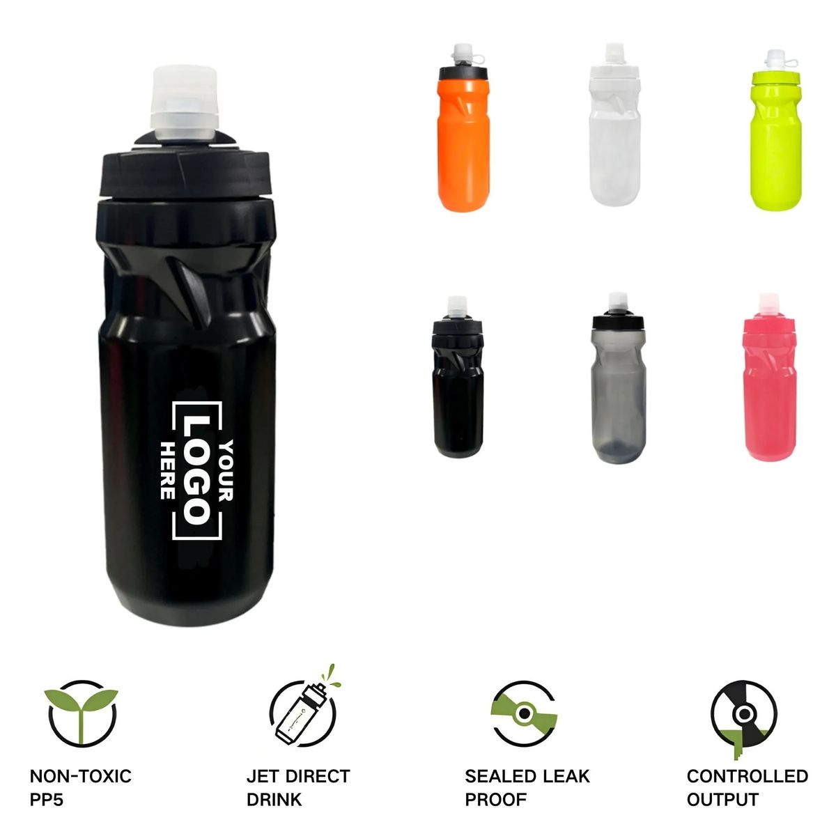 21oz Outdoor Sports Squeeze Flow Control Water Bottle DSYYKEN258
