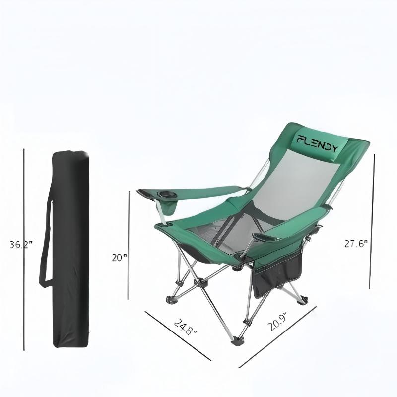 Portable Mesh Folding Chair W/ Arms & Cup Holders