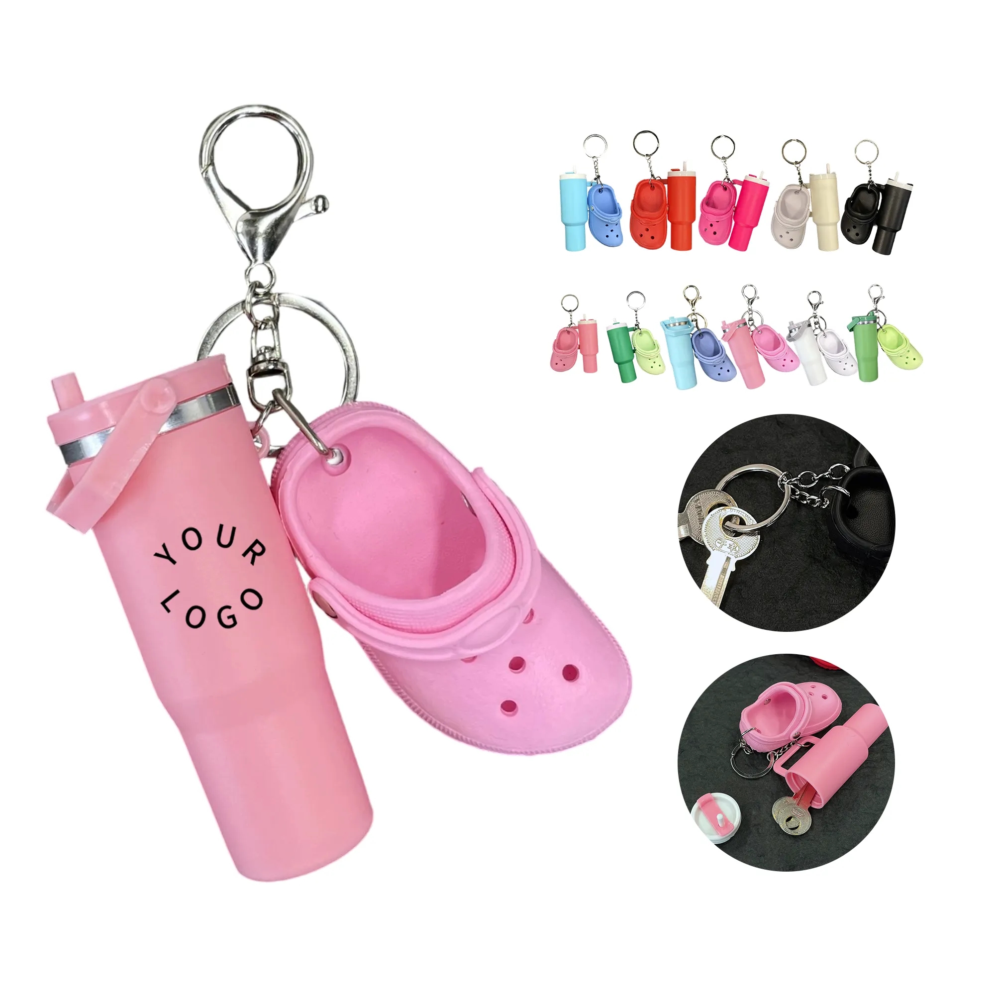 Ice Cup and Clog Inspired Keychain Durable PVC Build