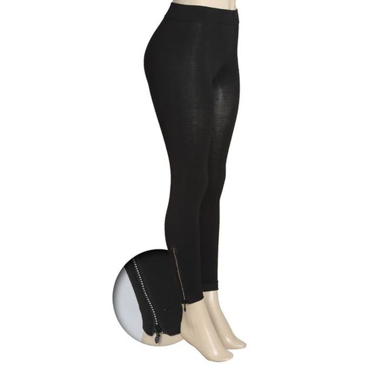 Women's Zipper Leggings - Black S/M - L/XL 3