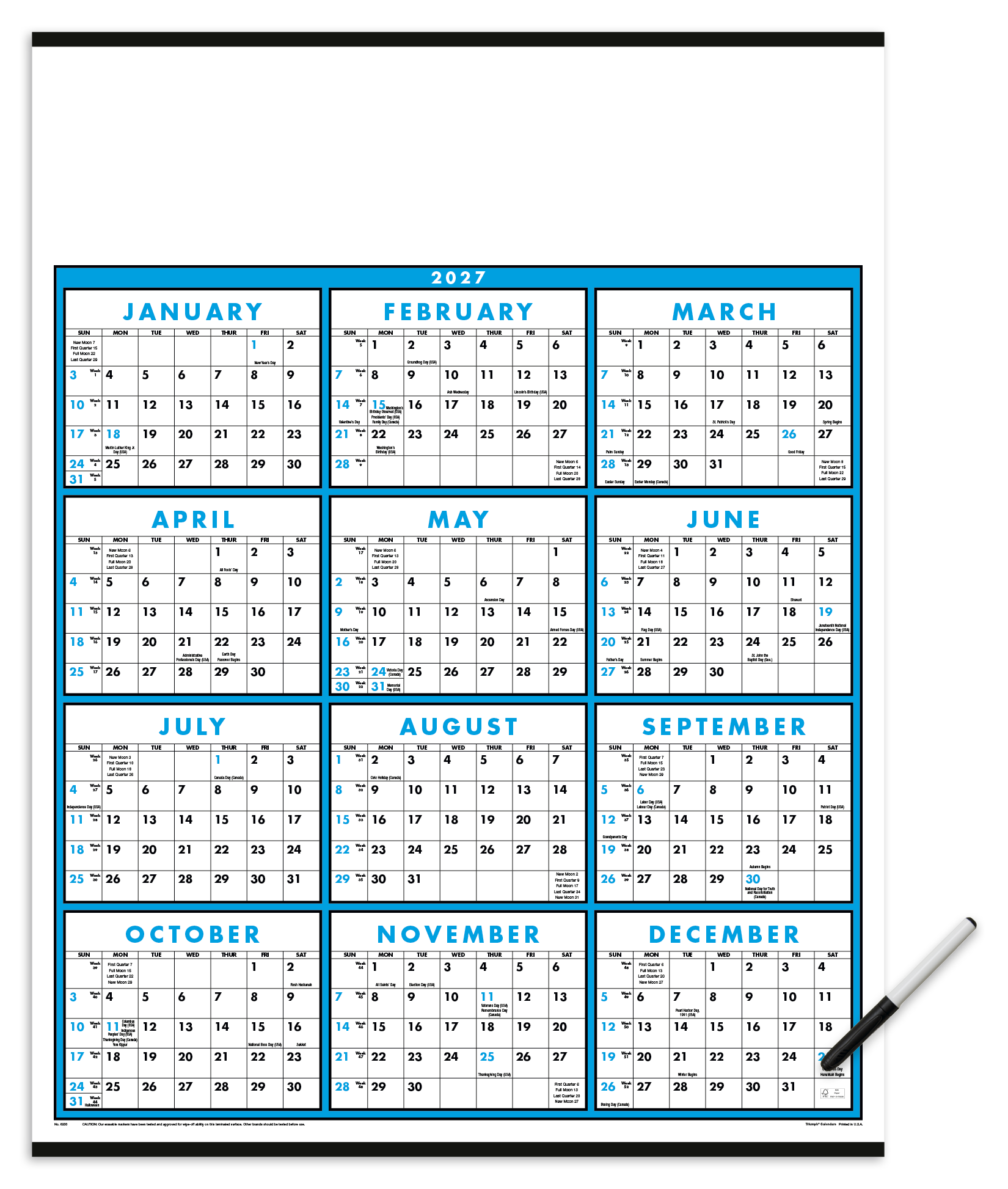 Triumph Calendars Span-A-Year (Laminated with Marker) Calendar