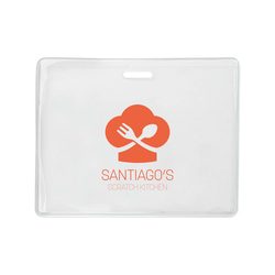 3.91" W x 3.06" H - Horizontal Clear Vinyl Badge Holder (1 Color Imprint)