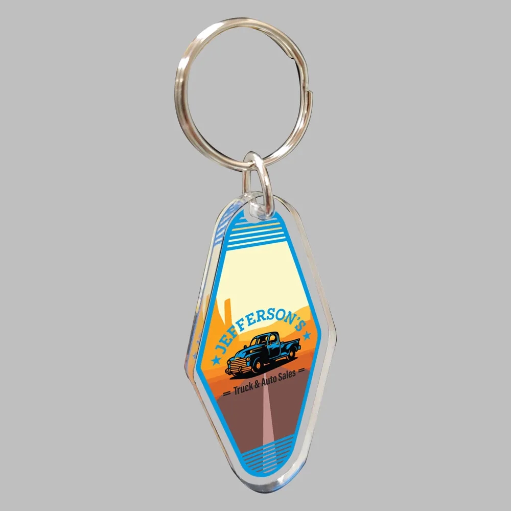 1/4" Vintage Clear Acrylic Motel/Hotel Key Chain 16