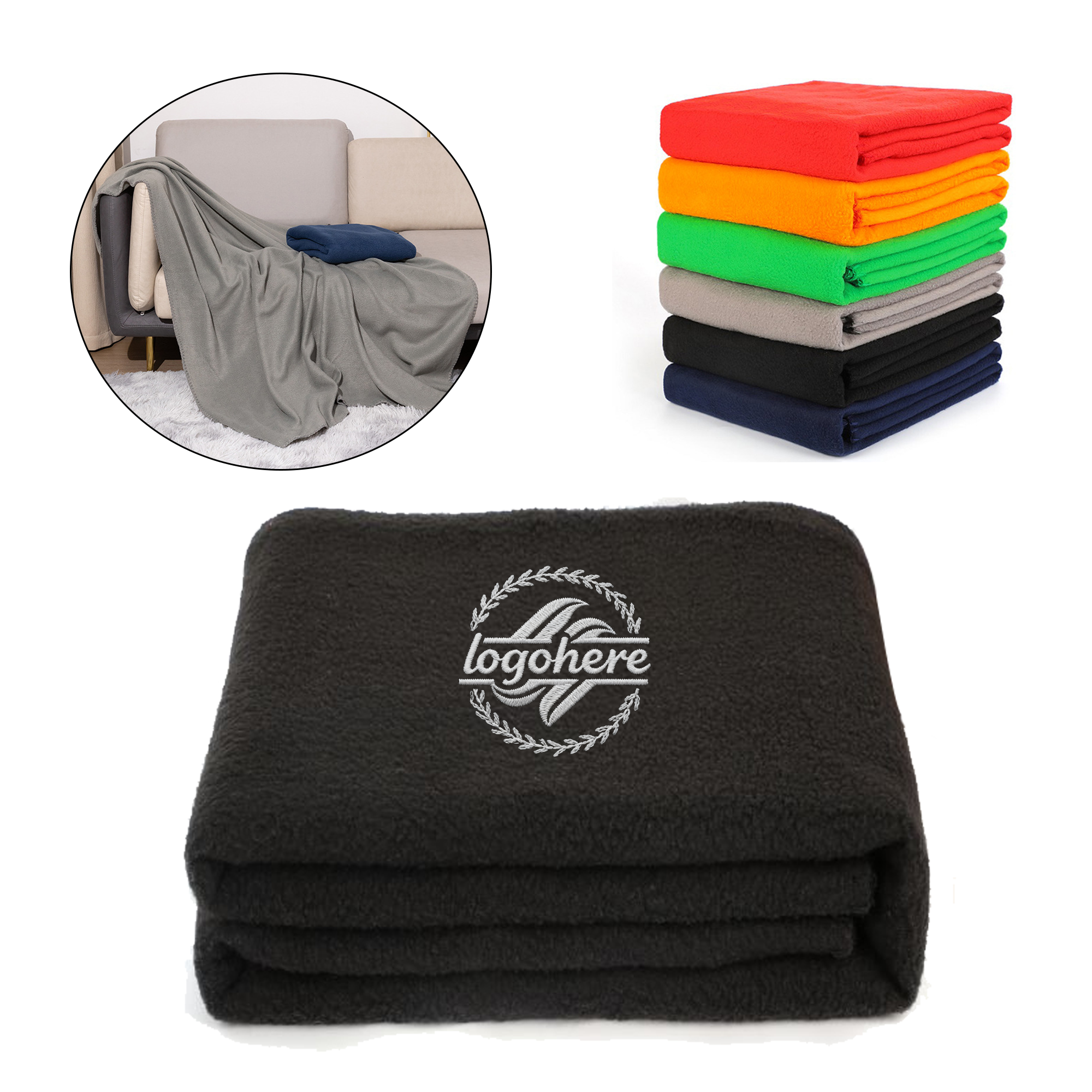 MOQ 20 Soft Fleece Blanket With Embroidery